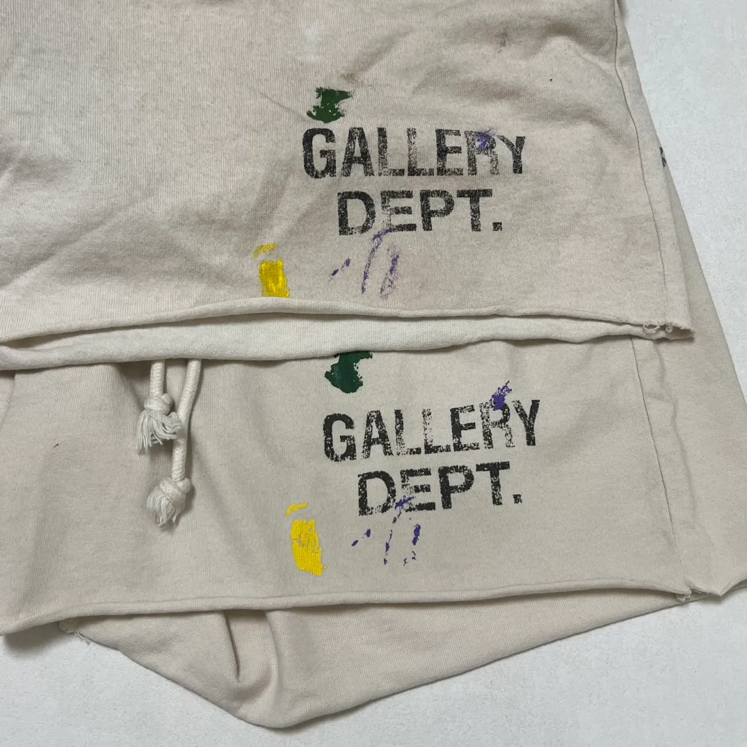 Proofing VS ZP GALLERY DEPT. INSOMNIA SHORTS/WHITE English mud-dyed and ink-splashed shorts, off-white S-XL, super comfortable and breathable fabric, free the lower body, be an American boy, heavy wash, mud-dyed and distressed, super complex ink-splashed graffiti